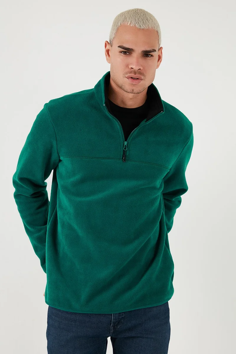 Buratti Regular Fit Anti-Pilling Non-Pilling Standing Collar Thick Winter Raised Polar Fleece Men's Polar 5896700