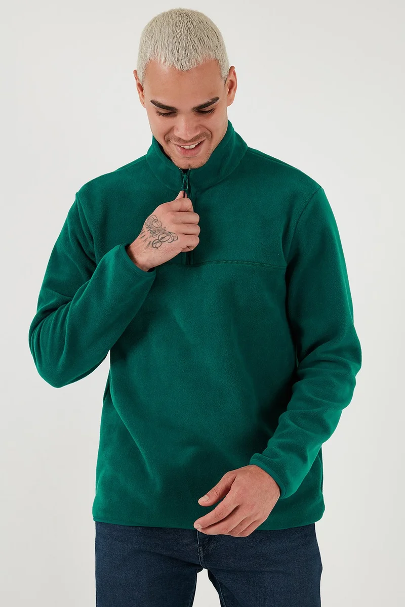 Buratti Regular Fit Anti-Pilling Non-Pilling Standing Collar Thick Winter Raised Polar Fleece Men's Polar 5896700