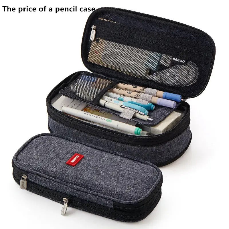 Korean Style Pencil Case Ins Japanese and Korean Style Macaron Color-matching Retractable Large Capacity Upgraded Pencil Case Stationery Case Foreign Trade ink painting 