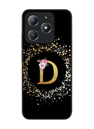 Custom Monogram Floral - D ( Black )
