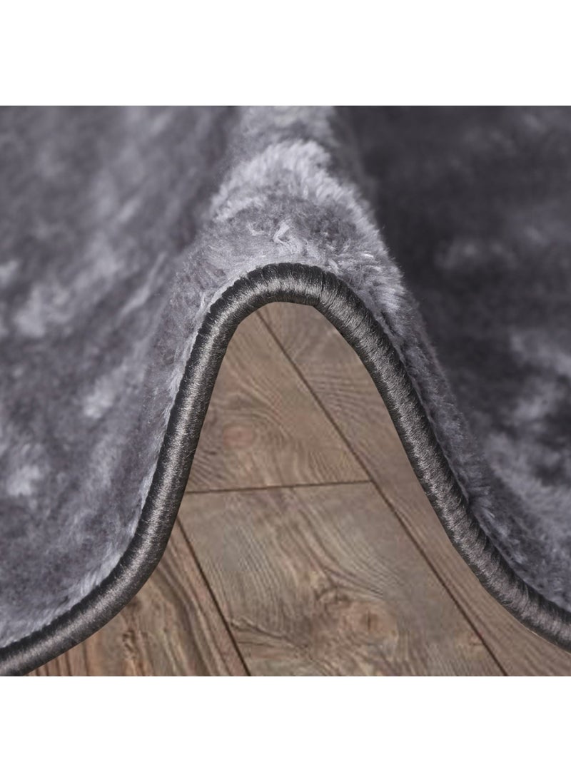 Bonny Home Elite Anthracite 120X120 cm Round Plush Bath Mat Non-Slip Base Fluffy Bathroom Carpet  - Image 2