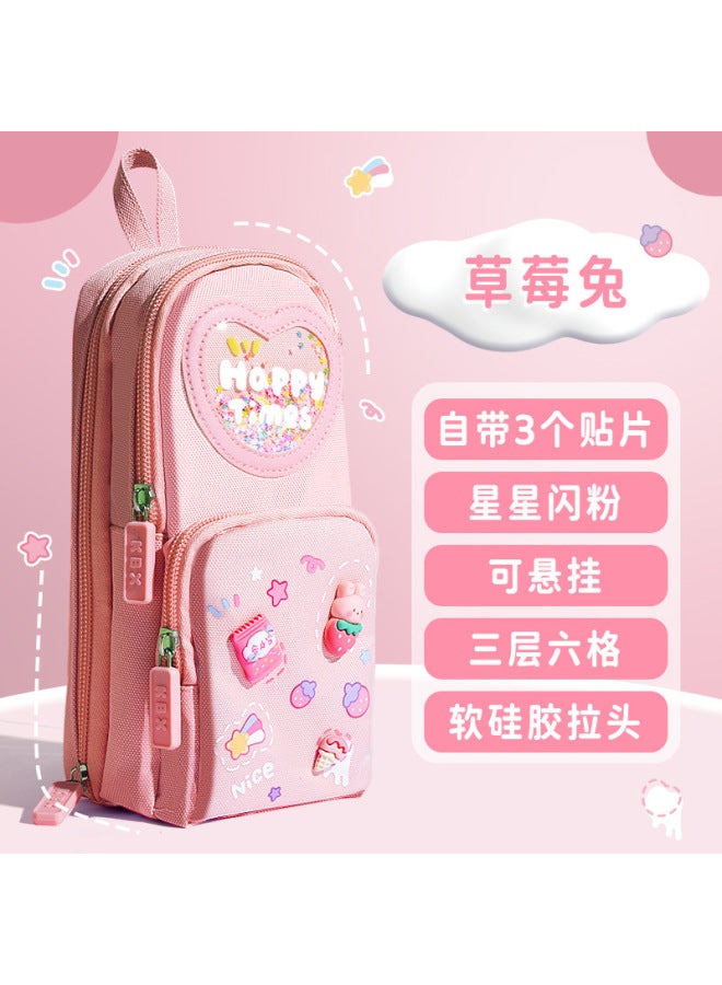 Kaba Bear Schoolbag Type Pencil Case For Girls And Primary School Students Children's Large Capacity High Beauty Value Simple Cute Stationery For Girls - Image 1