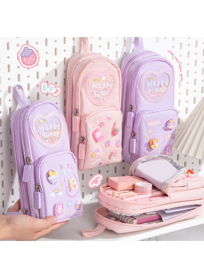 Kaba Bear Schoolbag Type Pencil Case For Girls And Primary School Students Children's Large Capacity High Beauty Value Simple Cute Stationery For Girls - Image 3
