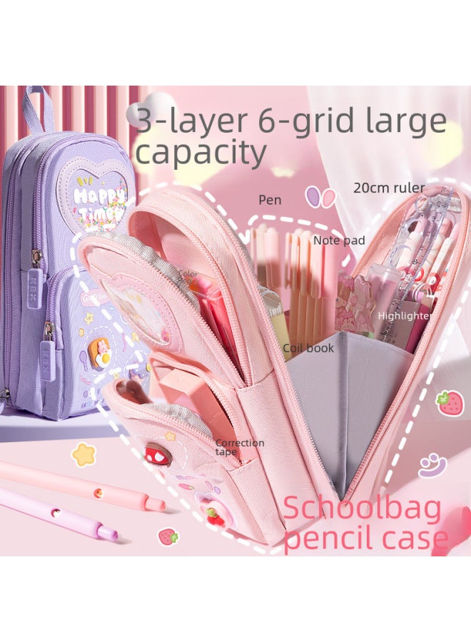 Kaba Bear Schoolbag Type Pencil Case For Girls And Primary School Students Children's Large Capacity High Beauty Value Simple Cute Stationery For Girls - Image 2