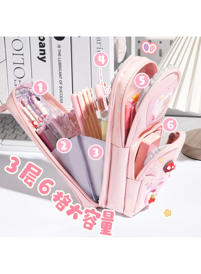 Kaba Bear Schoolbag Type Pencil Case For Girls And Primary School Students Children's Large Capacity High Beauty Value Simple Cute Stationery For Girls - Image 4
