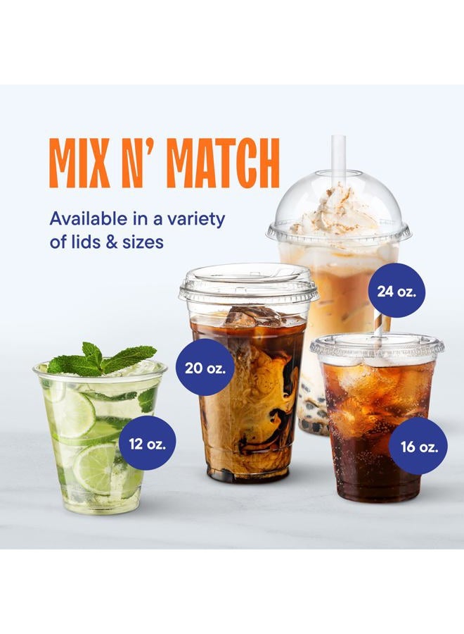 Stack Man 16 oz. Clear Cups with Strawless Sip-Lids, [50 Sets] PET Crystal Clear Disposable 16oz Plastic Cups with Lids - Image 4