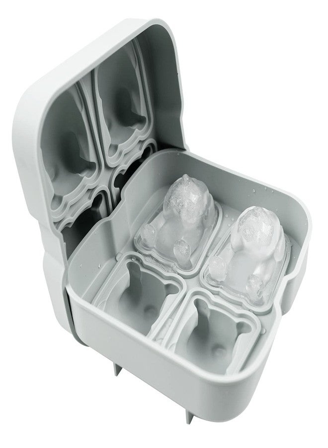 LYWUU قوالب مكعبات ثلج على شكل كلب بولدوغ، 4 تجاويف، سيليكون قابل لإعادة الاستخدام مع قمع، مناسبة للويسكي والمشروبات الروحية والكوكتيلات والبوربون، هدايا لمحبي كلاب البولدوغ (موراندي بلو) - Image 5