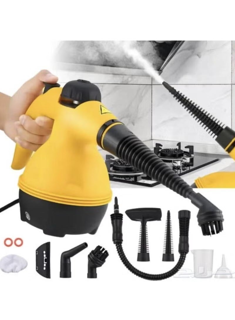 Hihonor High Pressure Steam Cleaner, 3s Fast Heating Steam,2.5M Power Cord,1000W Multifunctional High Temperature Handheld Steam Cleaner with 9pcs Accessories and Safety Lock for Home Kitchen,ABS Material ,Yellow/Black - Image 1