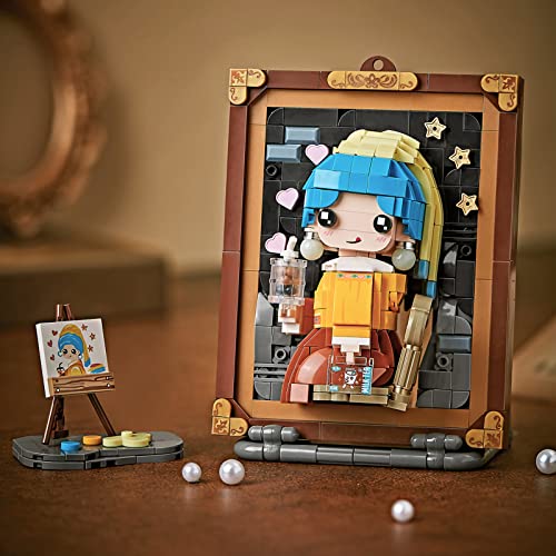 MEIEST Mini Building Blocks Cute 3D Painting Model SetCreative DIY Simulation Particle Stereograph Collection Construction Building Bricks ToyHome Decor Girl with Pearl Earrings - Image 5