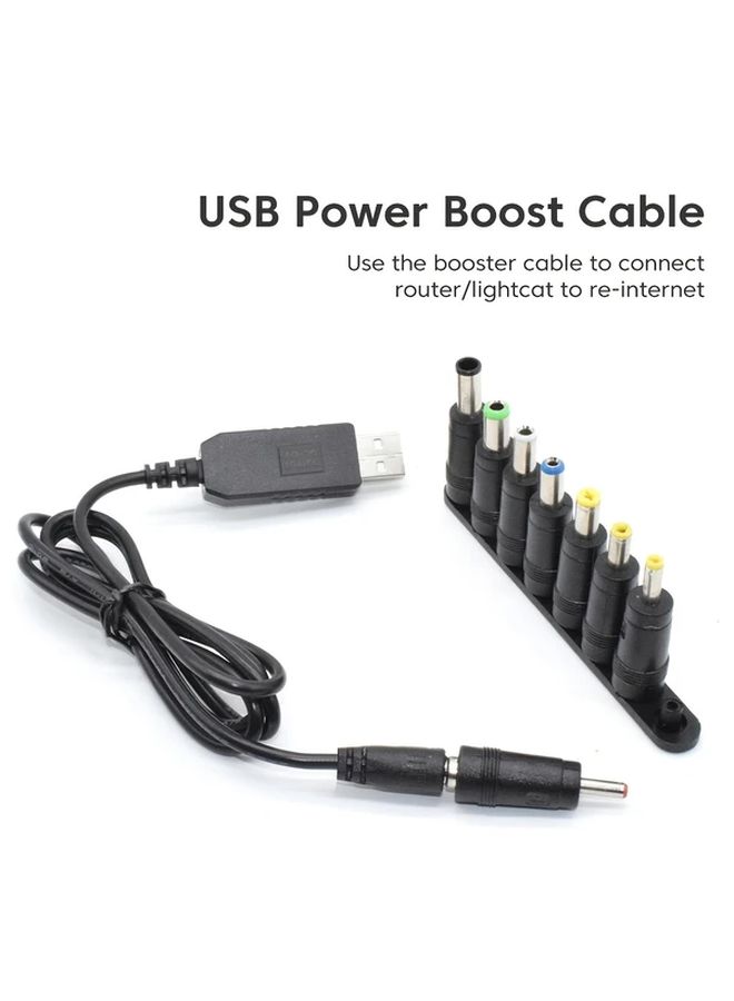 USB Power Boost Step Up Cord 5V To DC 12V Single Wire With 8 Connector Heads For Router And Network Equipment - Image 1
