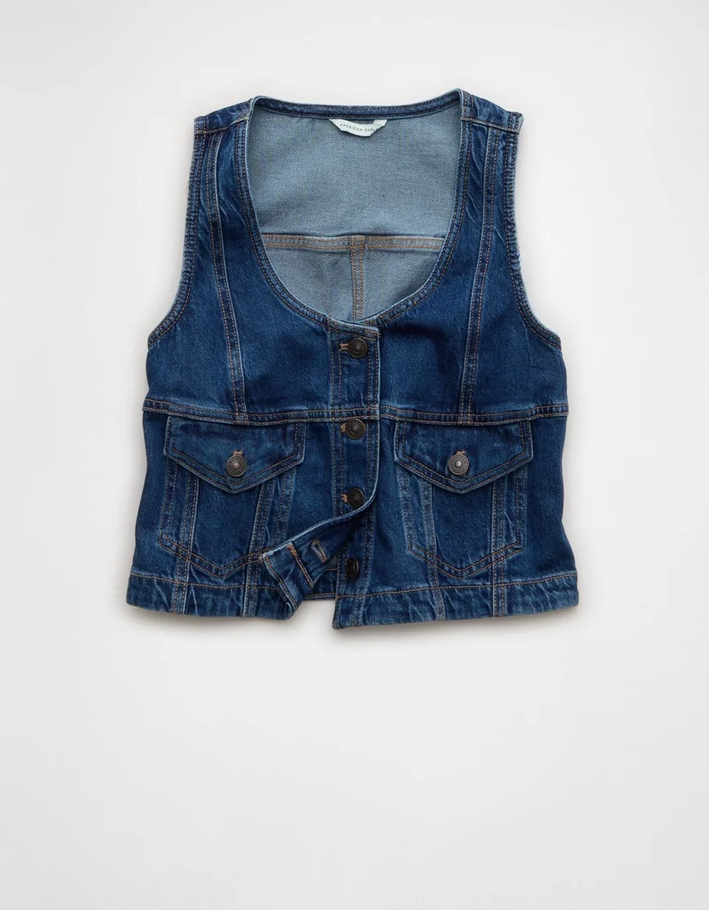 American Eagle  AE Scoop Neck Denim Vest for Women | Best Price UAE