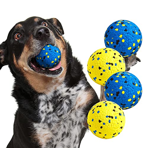 Kimee Dog Balls Tennis Ball Toys Dog Toys for Aggressive Chewers Durable Teething Chew Toys Water Toy Fetch Ball for Large Medium Small Dog and Puppies 4 Balls - Image 1