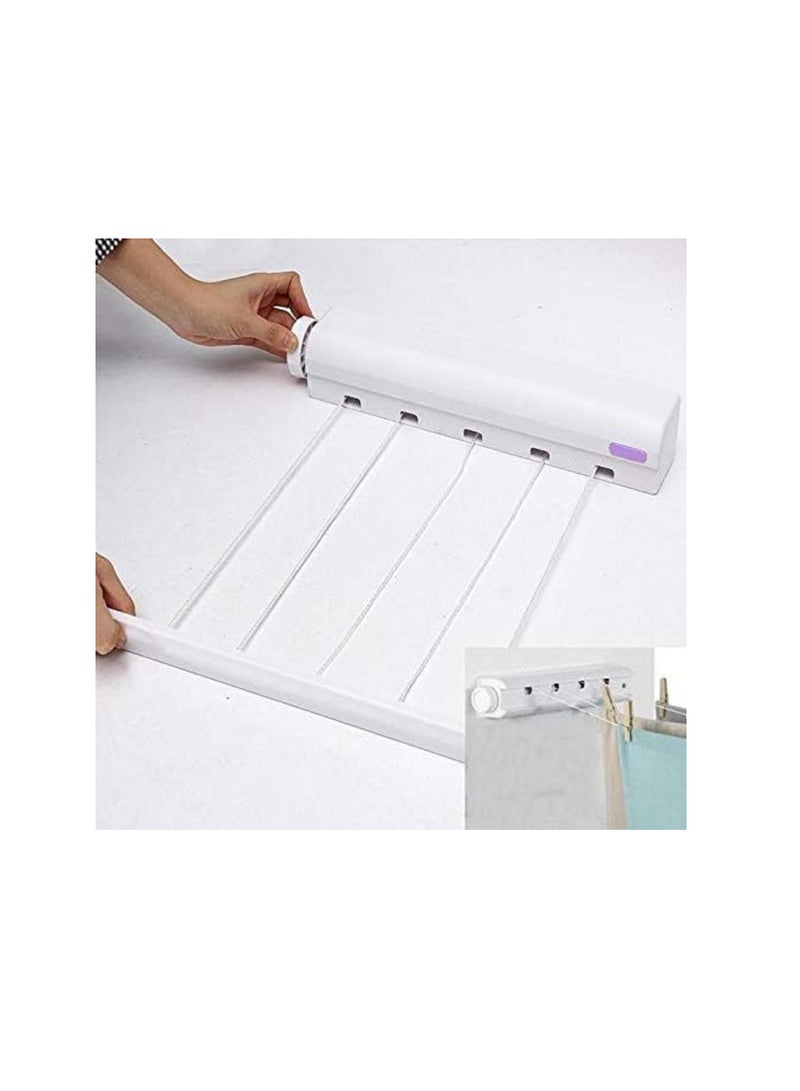 Retractable Clothesline Wall Mounted Clothes Dryer Line White - Image 3