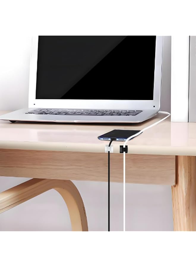 erorex 60 Pcs Adhesive Cable Clips Plastic Cable Cord Organziers Cable Storage Management Clip For Home Office Black White - Image 2