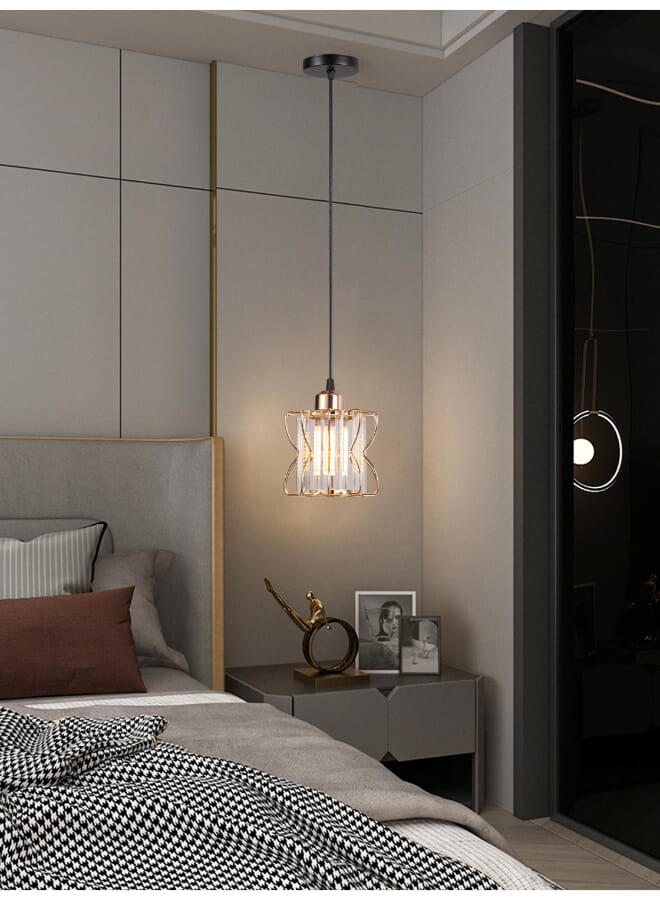 Best Power Modern Glass Pendant Light 2243-1 with Metal Frame – E27 Socket – Adjustable Hanging Lamp up to 80cm – Elegant Ceiling Lighting Fixture for Living Room, Dining, Bedroom (Bulb Not Included) - Image 1