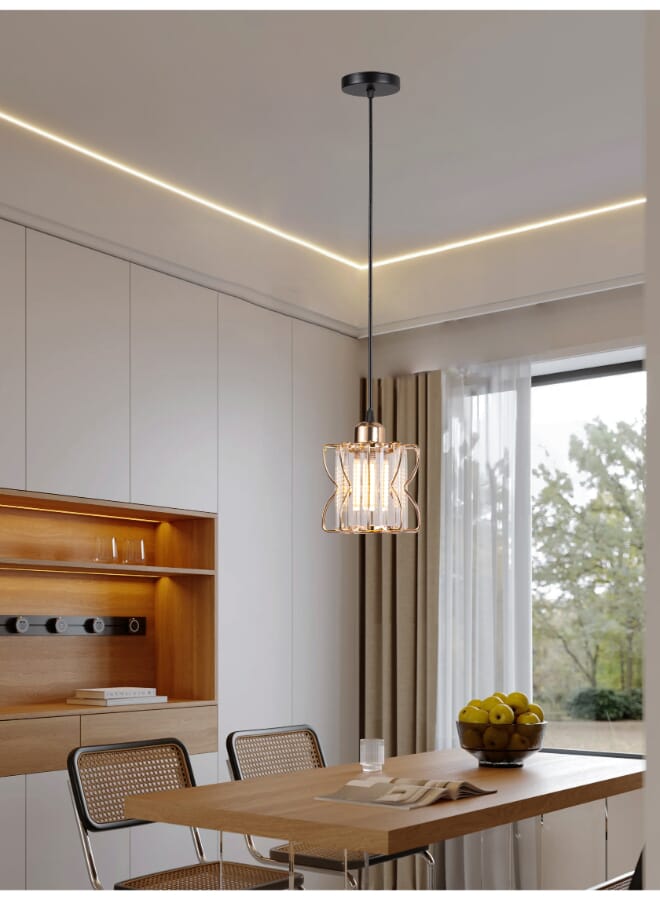 Best Power Modern Glass Pendant Light 2243-1 with Metal Frame – E27 Socket – Adjustable Hanging Lamp up to 80cm – Elegant Ceiling Lighting Fixture for Living Room, Dining, Bedroom (Bulb Not Included) - Image 2