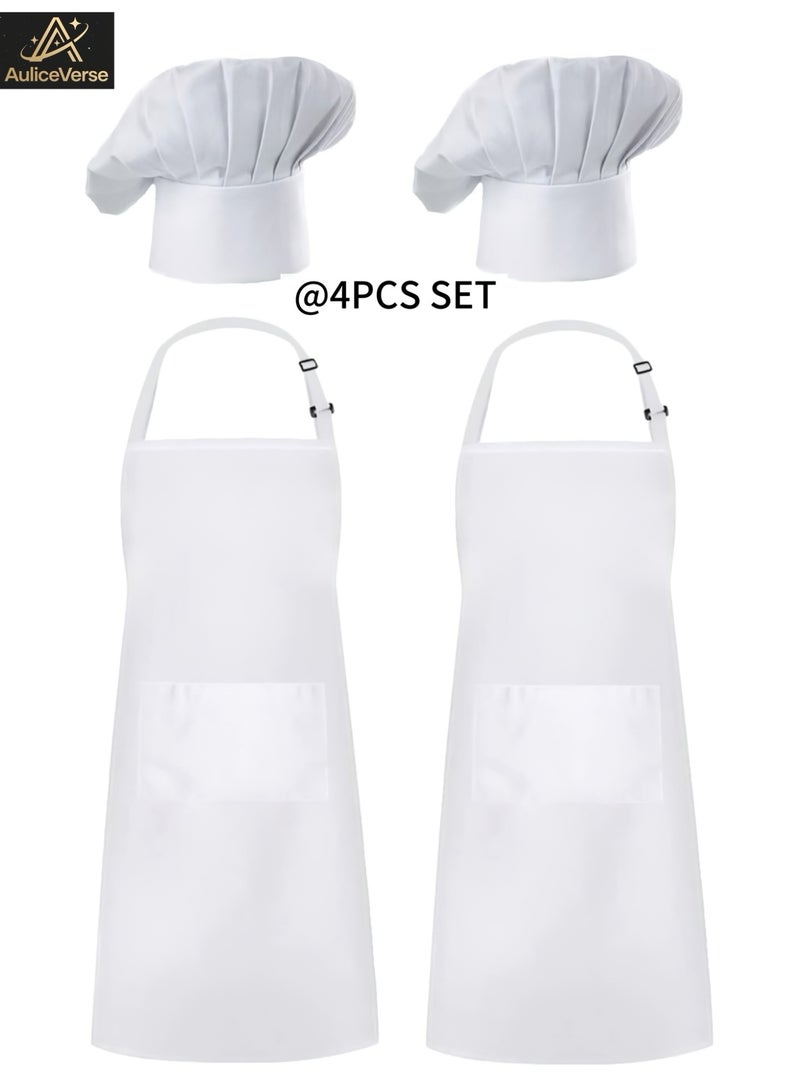 أوليس فيرس  مجموعة ملابس طهاة مكونة من 4 قطع: مناديل طهاة ومقاومة للماء (مع جيوب) + قبعات طهاة منظمة – مثالية لعملية الخبازة المنزلية، أوامر المطعم وحفلات الشواء الخارجية  2. - Image 1