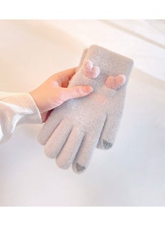 Women's Warm Winter Plush Thick Windproof Cartoon Cute Student Wool Gloves
