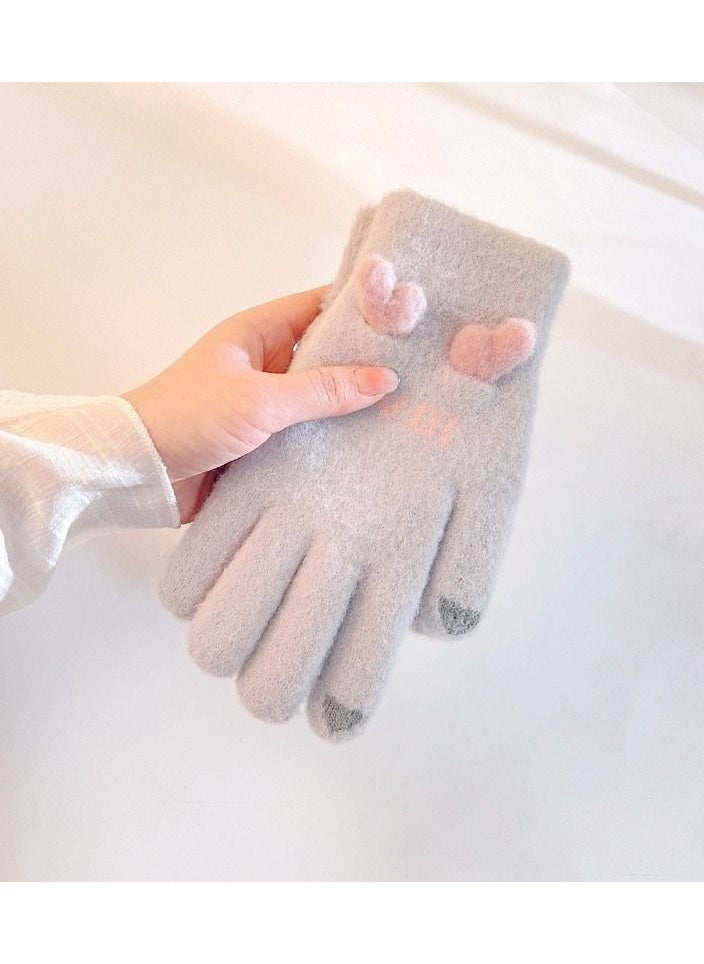 Golovejoy - Women's Warm Winter Plush Thick Windproof Cartoon Cute Student Wool Gloves - Image 1