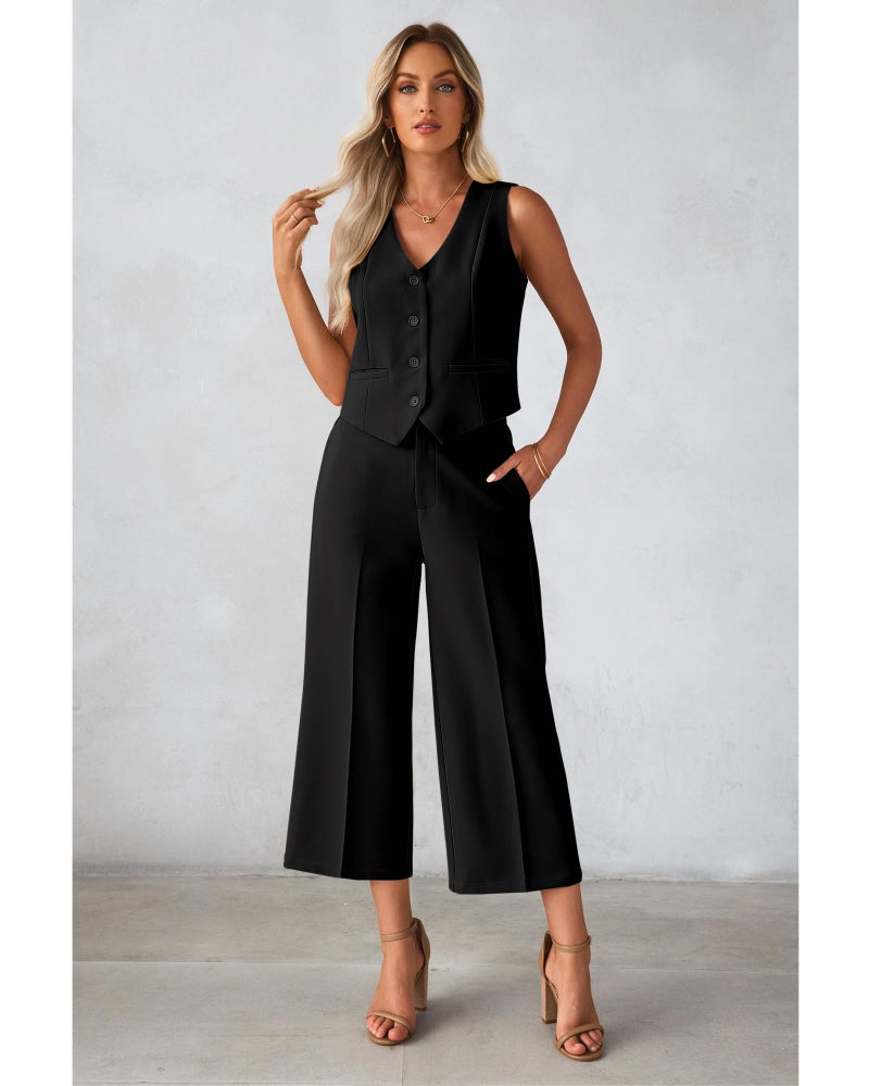 Luvamia Womens Two Piece Outfit - Black 2 Piece Pants Set for Women - Trendy Summer Outfits 2024 - Size 12 / 14 - Image 3