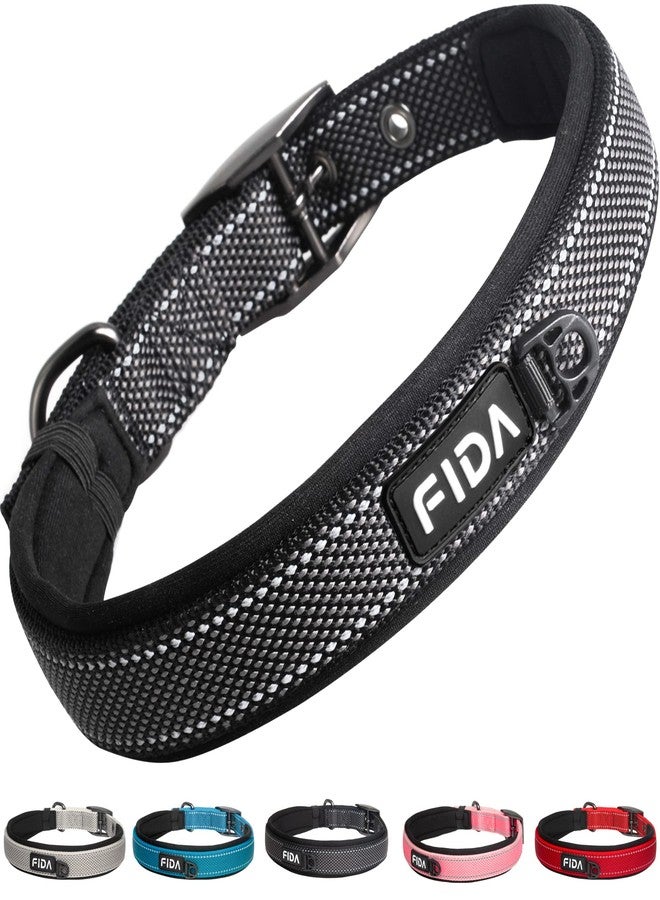 Fida Padded Dog Collar, Metal Belt Buckle Dog Collar with Double-Layer Webbing, Heavy Duty Dog Collar for Large Dogs, Black - Image 1