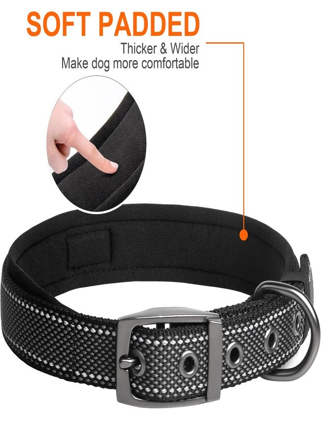 Fida Padded Dog Collar, Metal Belt Buckle Dog Collar with Double-Layer Webbing, Heavy Duty Dog Collar for Large Dogs, Black - Image 4