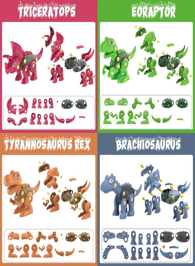 VGRASSP 4 Pcs DIY Dinosaur Toy Set for Kids with Screw Driver - Educational STEM Assembly Kit - Creative Learning Puzzle Dino Building Set Gift - Color and Design As Per Stock - Image 4