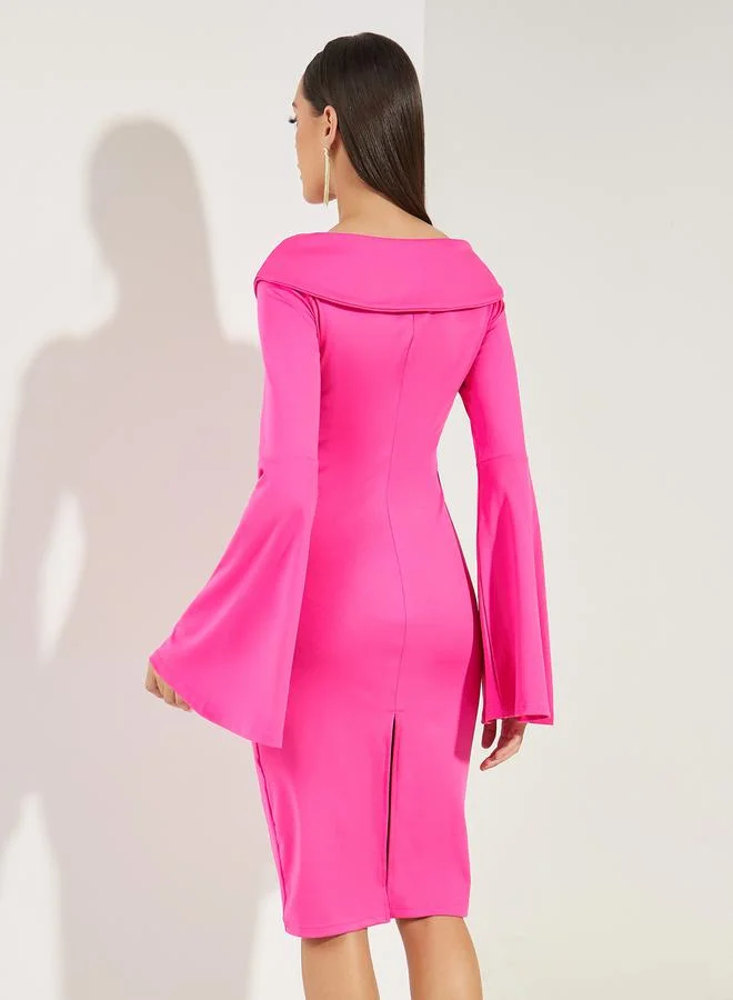 Colorful Pink Fitted Dress