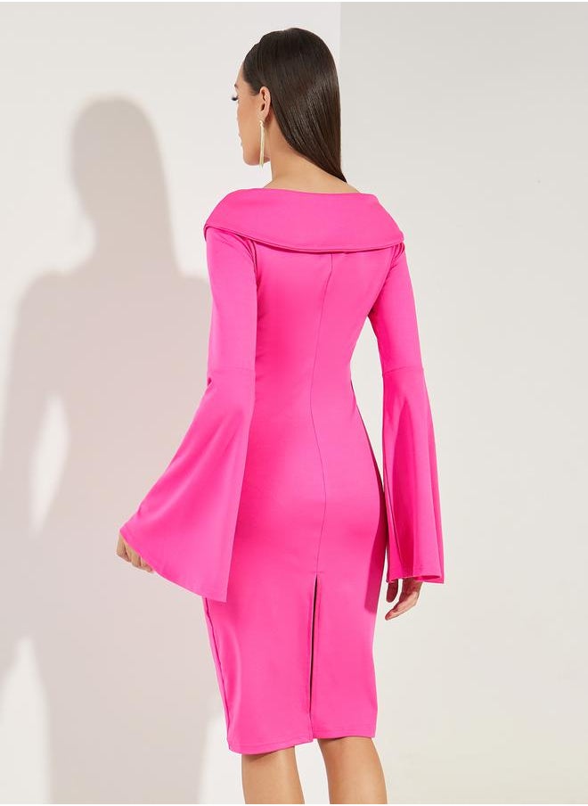 Colorful - Criss-Cross Front Bodycon Knee Length Dress by Styli - Image 1