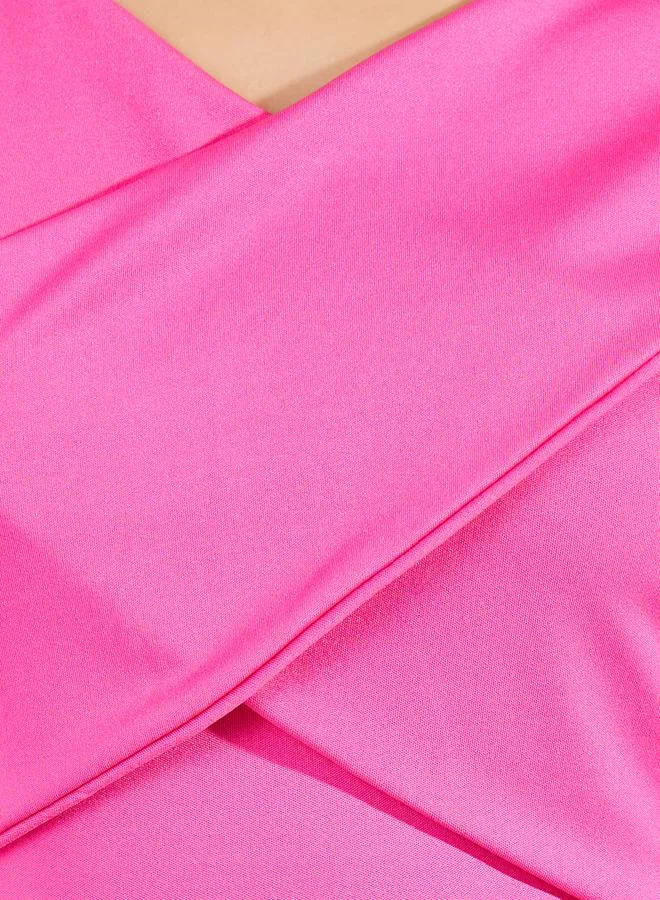 Colorful Pink Fitted Dress