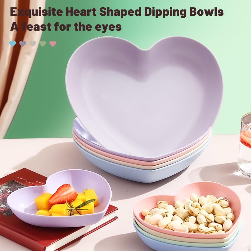 IIDEA 10pcs Multi-color Heart Shaped Plates with Tray, 5 x 5.5 Inch, Unbreakable Salad Dessert Snack Plates Appetizer Sauce Dish Dipping Snack Fruit Dessert Steak Serving for Dinner, Party, Valentine's Day - Image 5