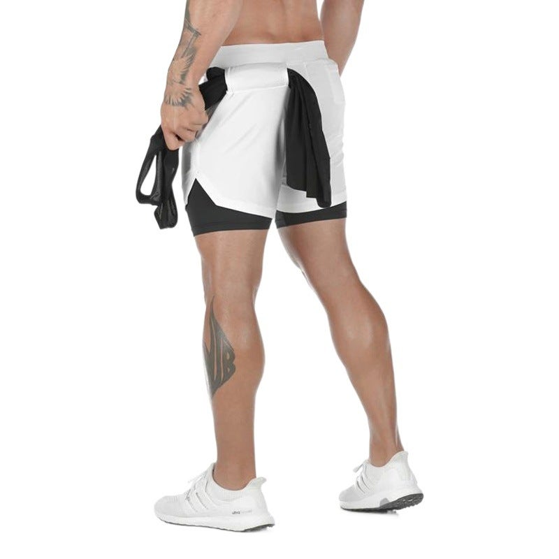 Foreign Trade New Muscle Men''s Running Sports Leisure Outdoor Loose Multi-Pocket Double Layer Fitness Men''s Shorts - Image 2