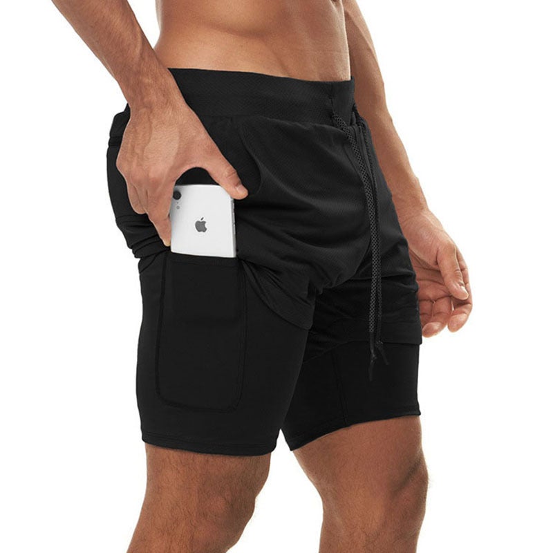 Foreign Trade New Muscle Men''s Running Sports Leisure Outdoor Loose Multi-Pocket Double Layer Fitness Men''s Shorts - Image 3