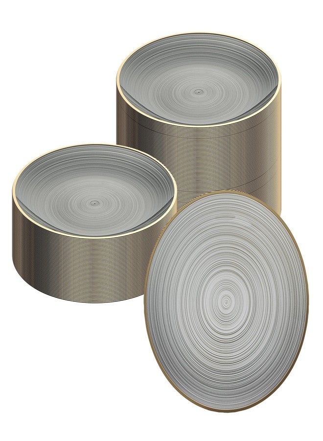 Restaurantware أطباق بلاستيكية من رستوران وير 20 قطعة 7.25" بحواف ذهبية أطباق قابلة للتصرف ثقيلة الوزن سوداء شفافة مزخرفة لتقديم العشاء للحفلات، الزفاف، السلطات، الحلويات، والمقبلات - Image 1