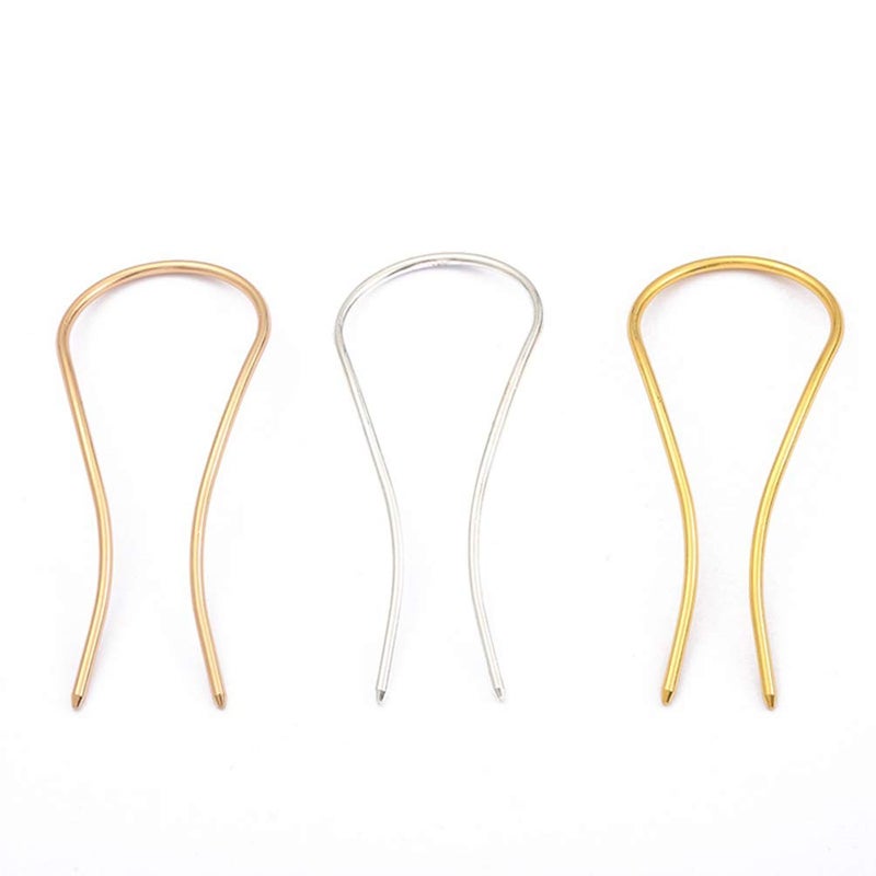 3 Pcs Simple U Shaped Metal Hair Pin Hair Stick DIY Hair Fork Hair Accessories for Women and Girls 3 Colors