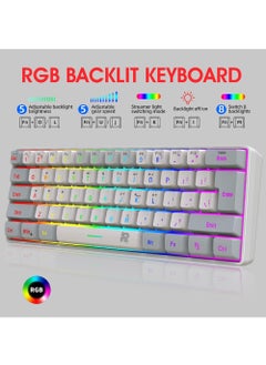 Rock Pow Arabic English 60% Wired Gaming Keyboard RGB Backlit Mini Keyboard Waterproof Small Ultra-Compact 61 Keys Keyboard for PC/Mac Gamer Typist Travel Easy to Carry on Business Trip  - Image 2