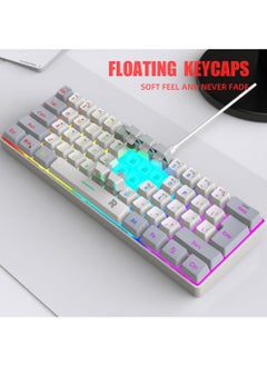 Rock Pow Arabic English 60% Wired Gaming Keyboard RGB Backlit Mini Keyboard Waterproof Small Ultra-Compact 61 Keys Keyboard for PC/Mac Gamer Typist Travel Easy to Carry on Business Trip  - Image 5