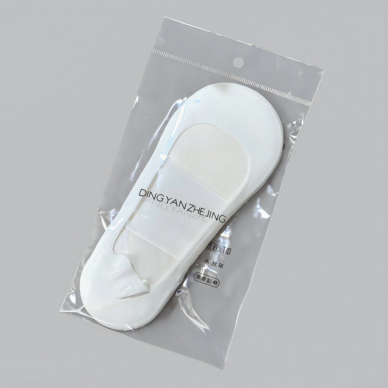 Women Ice Silk No Show Socks Non Slip Cushioned Invisible Foot Socks Beige 1 Pair - Image 3