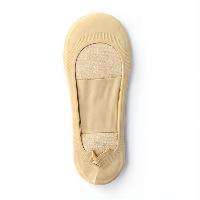 Women Ice Silk No Show Socks Non Slip Cushioned Invisible Foot Socks Beige 1 Pair - Image 5
