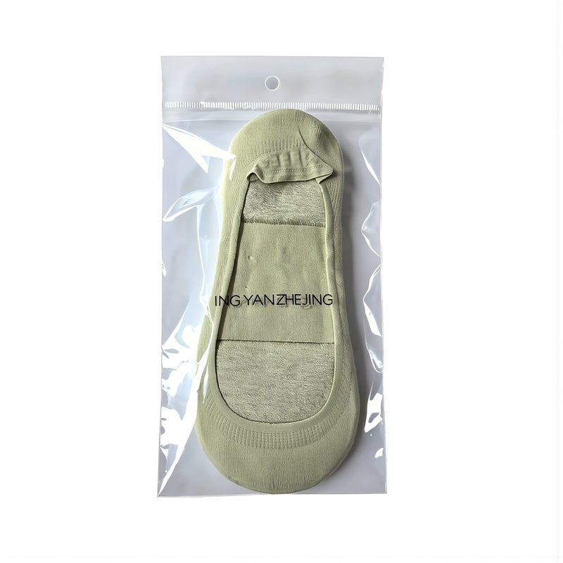 Women Ice Silk No Show Socks Non Slip Cushioned Invisible Foot Socks Beige 1 Pair - Image 1