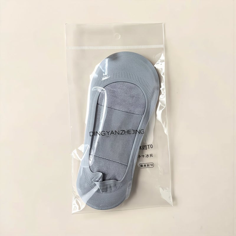 Women Ice Silk No Show Socks Non Slip Cushioned Invisible Foot Socks Beige 1 Pair - Image 4