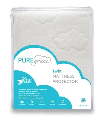 PUREgrace Tencel Mattress Protector (Twin) – Waterproof, Noiseless Cover for Potty Training, Breathable and Soft with Deep-Pocketed Corners for Secure Fit - Image 1