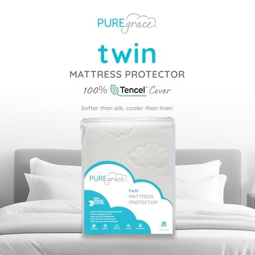 PUREgrace Tencel Mattress Protector (Twin) – Waterproof, Noiseless Cover for Potty Training, Breathable and Soft with Deep-Pocketed Corners for Secure Fit - Image 2
