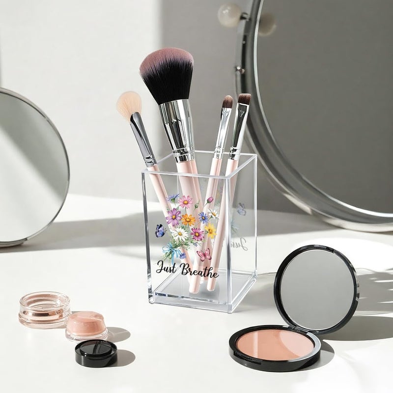 Vgrti Just Breathe Acrylic Cosmetic Pencil Pen Holder Cup, Hope Inspirational Makeup Brush Organizer Holder, Women Faith Gifts, Encouragement Gifts for Women Mom Daughter Sister Friend Yoga Teacher - Image 3