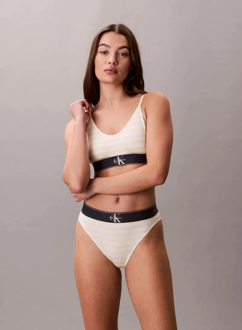 High Waist Bikini Briefs - Graphic Monogram Microfibre Stretch