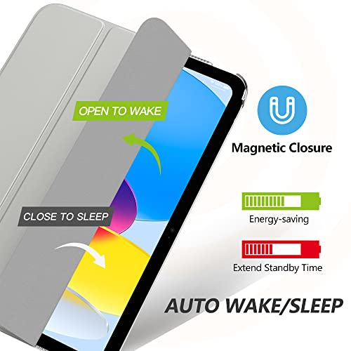 MoKo for iPad (A16) 11th Generation Case 11 Inch 2025, iPad 10th Generation Case 10.9 Inch 2022, Slim Stand Hard PC Translucent Back Shell Smart Cover, Support Touch ID, Auto Wake/Sleep, Silver - Image 4