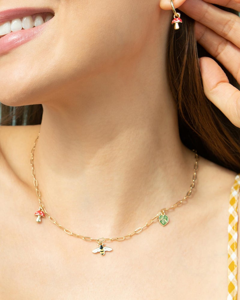 Lucky Feather 14K Gold Plated Dainty Charm Necklace for Women - Adjustable 16-18” Chain - Luck Inspired, Clover, Evil Eye and Horseshoe Charms - Sentimental Gifts for Women's Summer Jewelry - Image 5