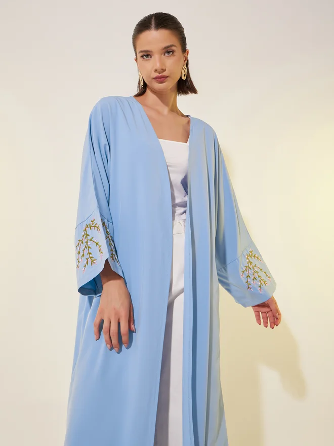 Take Two Take Two Embroidered Sleeve Hem A-Line Maxi Kimonos