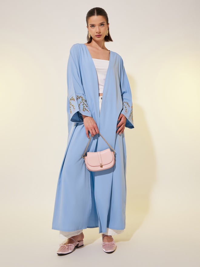 Take Two Embroidered Sleeve Hem A-Line Maxi Kimonos - Image 2