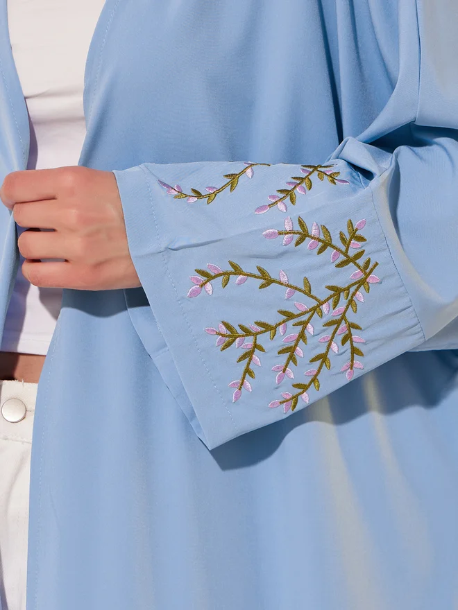 Take Two Take Two Embroidered Sleeve Hem A-Line Maxi Kimonos